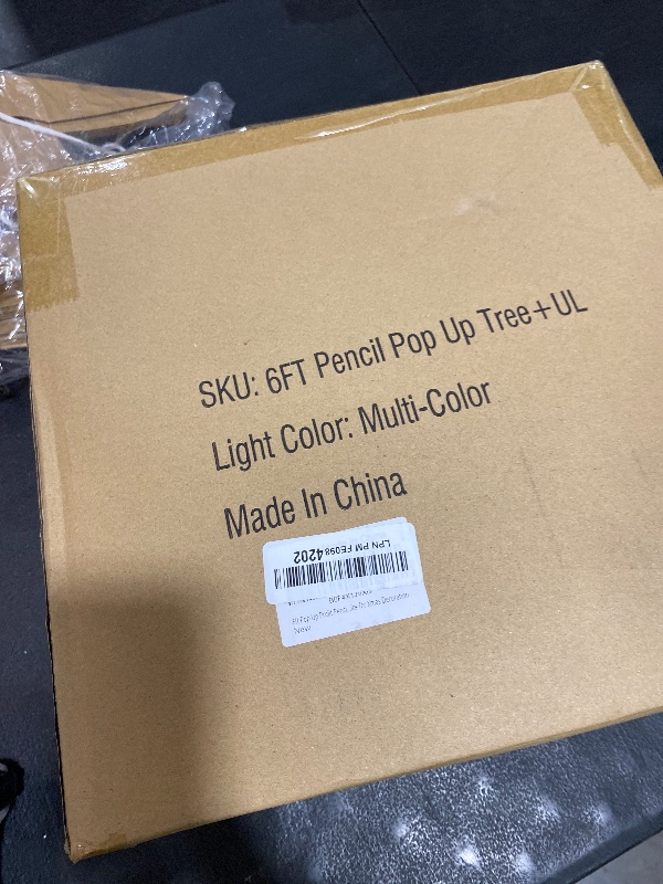 Photo 1 of 6ft Pop Up Prelit Pencil Artificial Christmas Tree with Remote Control, Slim Collapsible Christmas Tree Pre-Decorated Red&Gold Decorations, Pre-Lit Warm White&Multi-Color Lights for Xmas Decor, 6 FT