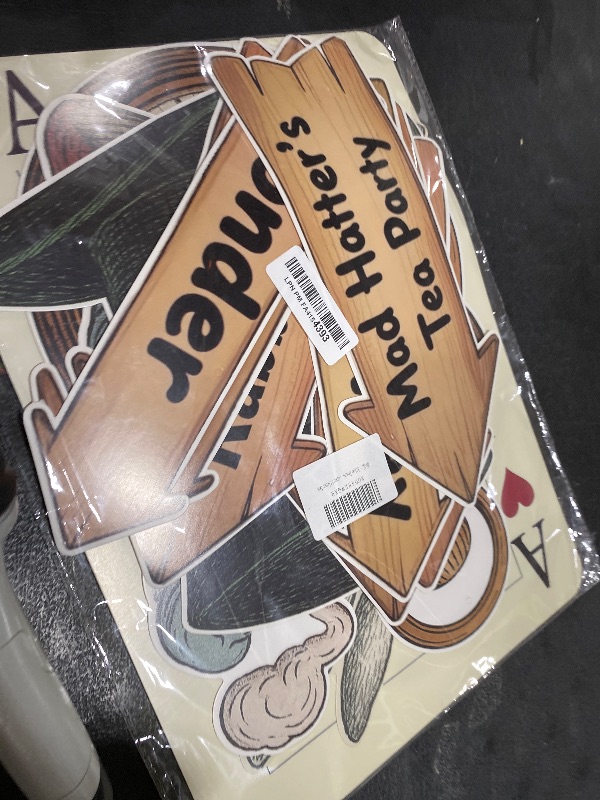 Photo 1 of 15 Pcs Alice Party Decorations,Wonderland Christmas Tree Decorations,Alice Trunk or Treat Wonderland Tea Party Decor,Vintage Style Wall Art Paper Sticker Set