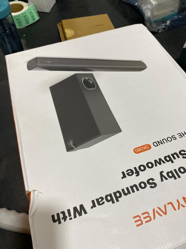 Photo 1 of 2.1 Channel Sound Bar with Wired Subwoofer, Dorby Audio 35in Detachable TV Soundbar, Bluetooth, HDMI-ARC, Optical, AUX, USB, FM, Coaxial Inputs for Home Theater