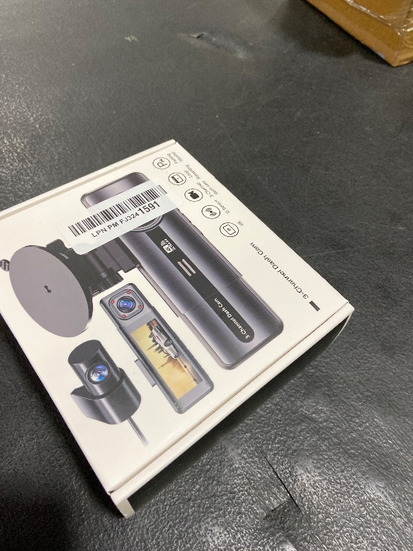 Photo 1 of 3-Channel 4K Dash Cam with WiFi, 4K+1080P+1080P Front/Inside/Rear, Night Vision, Parking Mode, 64GB Card Included