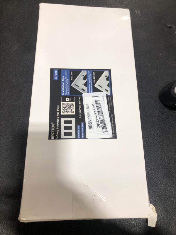 Photo 1 of (5 Pack) BESTTEN USWP6 Matte Snow White 3-Gang Screwless Wall Plate, Decorator Outlet Cover, H4.69” x W6.54”, for Light Switch, Dimmer, USB, GFCI, Receptacle