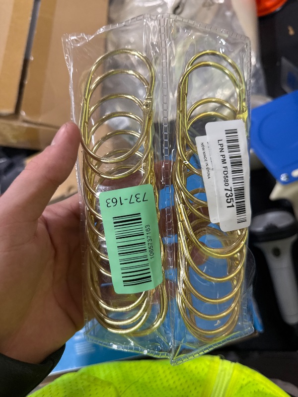 Photo 1 of 24 Pcs Shower Curtain Rings, Goowin Shower Curtain Hooks, Oval Snap Shower Rings for Curtain, Metal Gold Shower Curtain Rings Rust Proof, Glide Smoothly Shower Hooks for Shower Curtain Rod (Gold)
