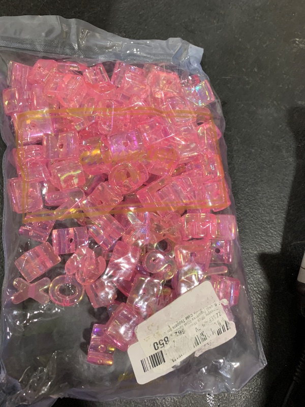 Photo 1 of 10Pcs Medium Size Random Alphabet Letters, Acrylic Letter, for Crafts and DIY Projects English Letter Beads for Jewelry Making Phone Chain Keychain Beadable Pen Accessories (Transparent Rose)