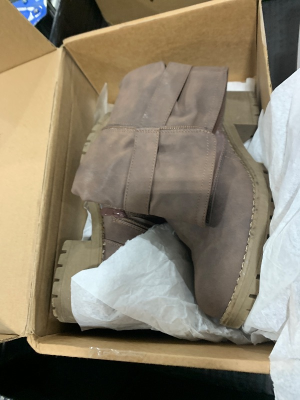 Photo 1 of GLOBALWIN Women's Mid Calf Dress Boots Biker Motorcycle Riding Boots Women For Women Brown Size 7.5M