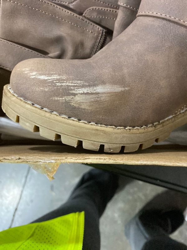 Photo 1 of GLOBALWIN Women's Mid Calf Dress Boots Biker Motorcycle Riding Boots Women For Women Brown Size 7.5M