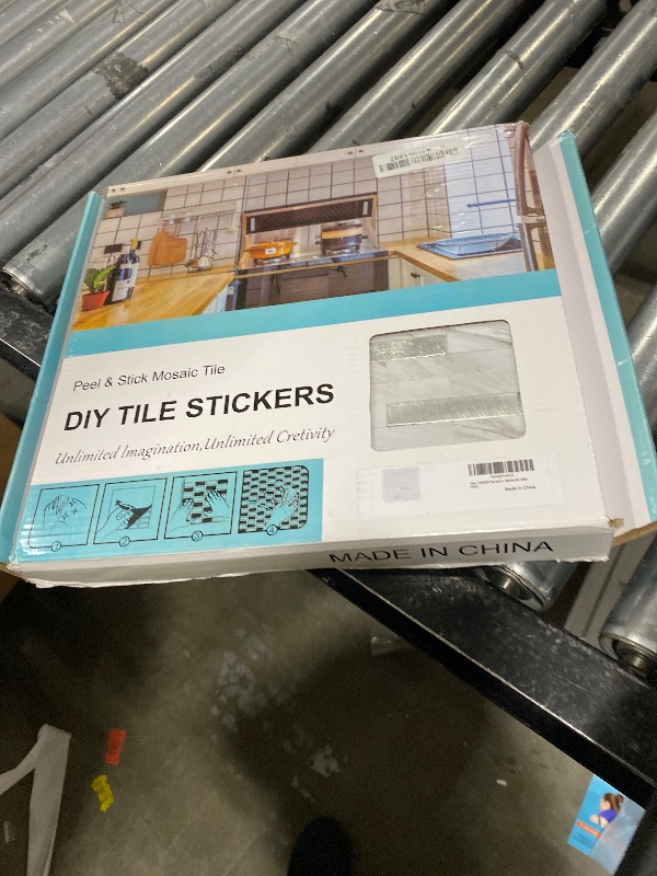 Photo 1 of 10 Sheets Peel and Stick Backsplash Tile, Stick on Backsplash for Kitchen and Bathroom, White Marble Look PVC Mixed Metal Silver Self Adhesive Wall Tiles