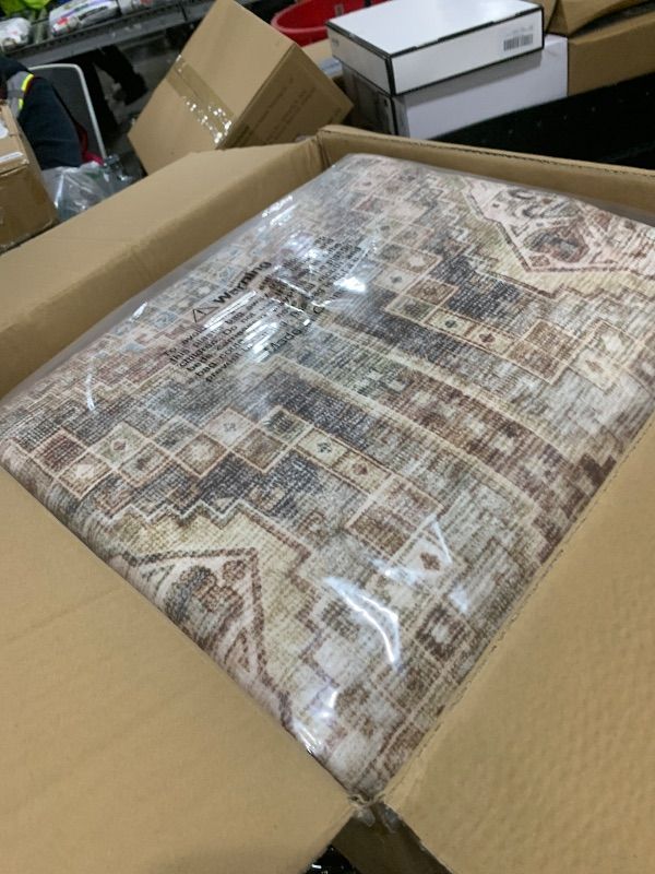 Photo 3 of RESARE-Area Rug 9X12 Rug for Living Room-Machine Washable Rugs for Bedroom-Soft Vintage Multi Green Tan Non Slip Carpet- Rug for Dining Room Office Under Bed or Table