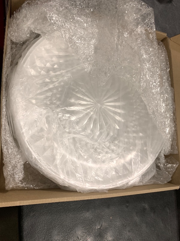 Photo 1 of 10 x Plastic Serving Plates, 14'' x 1'' Round Clear Plastic Tray, Crystal Flan Plates for Serving Cakes, Salads, Desserts