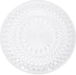Photo 1 of 10 x Plastic Serving Plates, 14'' x 1'' Round Clear Plastic Tray, Crystal Flan Plates for Serving Cakes, Salads, Desserts