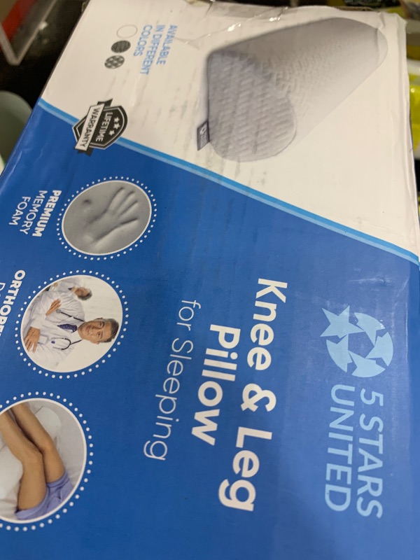 Photo 1 of 5 STARS UNITED Knee Pillow for Back Sleeping – Memory Foam Cushion for Sciatica Pain Relief – Under Leg Support for Sleeping on Back – Half Moon Bolster for Bed, White