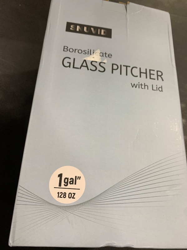 Photo 1 of 1 Gallon thickened Glass Pitcher with Lid and Spout, Borosilicate Glass Carafe for Hot/Cold Drink, Water Pitchers for Fridge, Extra Large Jug with Handle for Iced Tea, Coffee,Juice,Homemade Beverage