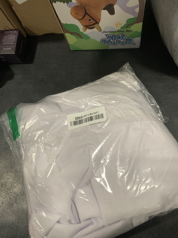 Photo 1 of 10ft x 10ft White Chiffon Backdrop Curtain with Lights String for Parties,2 Panels Sheer Tulle Curtain Wedding Backdrop with Lights for Baby Shower Birthday Party Ceremony Reception Home Decorations