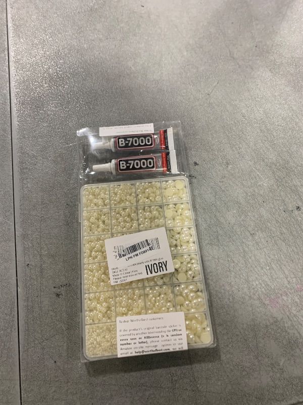 Photo 1 of 11000Pcs Flatback Pearls for Crafting (Ivory White/Beige), Assorted Size 2/3/4/5/6/8/10mm Half Pearl with 3Pcs 10ml B7000 Jewelry Glue, Bedazzling Bead for DIY Crafts Clothing Tumblers Shoes Nail Art