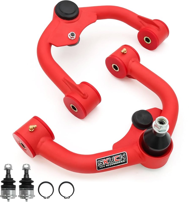 Photo 1 of 1-3" Lift Front Upper Control Arms for Nissan Xterra 2005-2015, Nissan Frontier 2005-2021, Pathfinder 2004-2018, PU Bushing, 2 Replacement Ball Joints, Wrinkle Red
