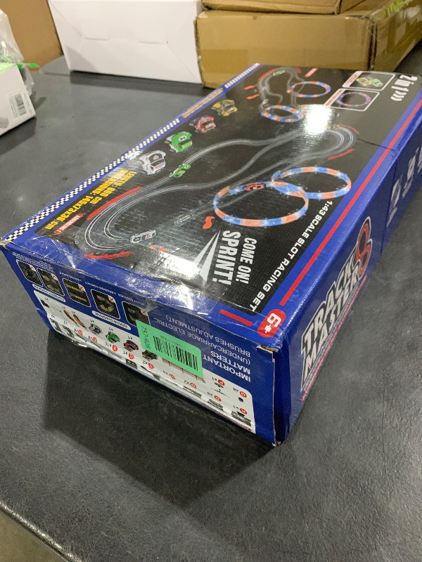 Photo 1 of 2-in-1 Slot Car Race Track Set with 4 High-Speed Cars, Electric Track, Dual Racing Game with 2 Controllers, Circular Overpass Design Featuring Flash Tracks. Toy Gift for Boys Kids Ages 4-6 6-8 8-12