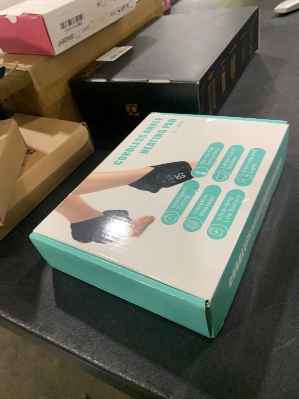 Photo 1 of 2PCS Cordless Ankle Heating Pads, Ankle Massager with Heat, Rechargeable Heated Foot Brace Wrap, 3 Vibration and Heating Modes, Auto Shut Off