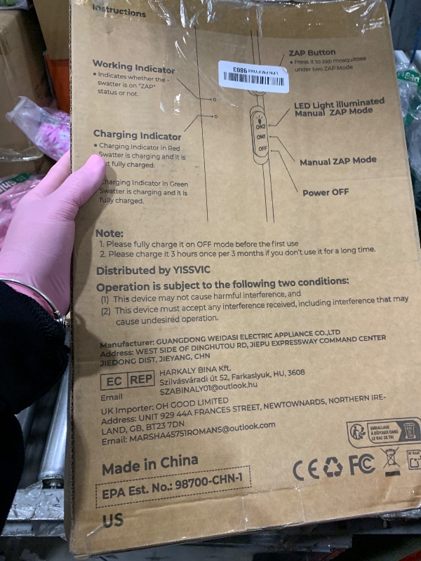 Photo 1 of ***MISSING CHARGER***
YISSVIC Electric Fly Swatter Bug Zapper Racket 4000V Rechargeable Mosquito Killer with LED Light for Indoor Home Office Backyard Patio Camping (Black Blue)