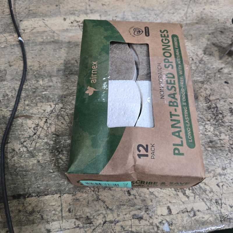 Photo 1 of **Only 11**AIRNEX Biodegradable Natural Kitchen Sponge - Compostable Cellulose and Coconut Walnut Scrubber Sponge (12 Pack)