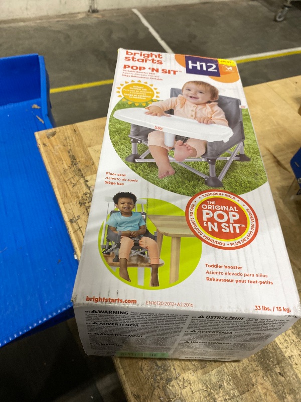 Photo 1 of **FACTORY SEALED** Bright Starts Pop 'N Sit Portable Booster, Indoor/Outdoor Use, Floor Seat with Feeding Tray, Grey, 6 Mos - 3 Yrs