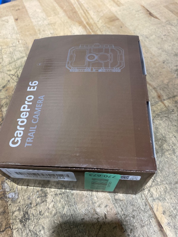 Photo 1 of **ITEM FACTORY SEALED** GardePro E6 WiFi Trail Camera (Non-Cellular), 64MP Photos, 1296P HD Video, App Control with Live View, 110° Wide-Angle, No-Glow Night Vision, Motion Activated