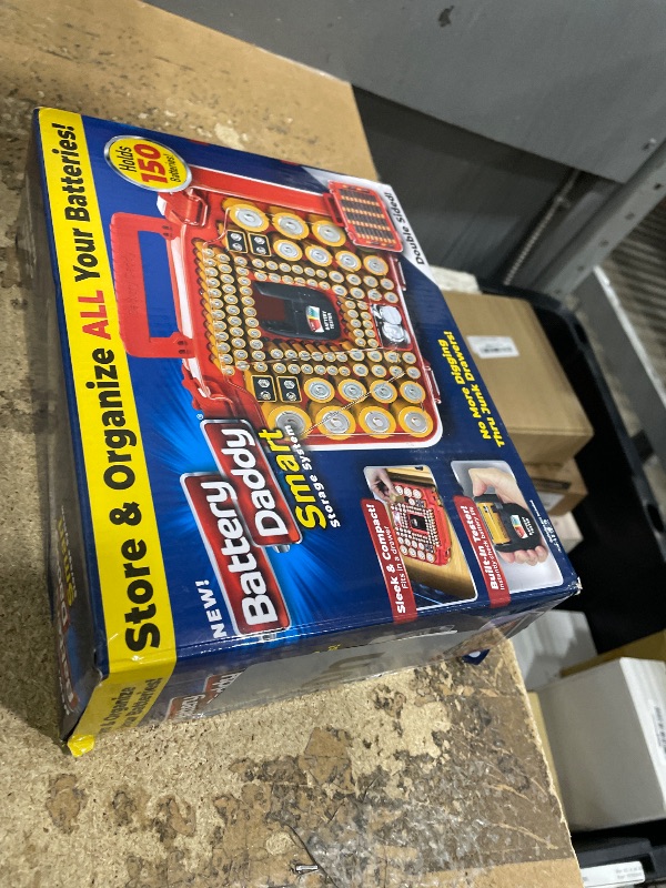 Photo 1 of **HAS DAMAGED HINGES** Ontel Battery Daddy Smart - Battery Organizer Storage Case with Tester, Stores & Protects Up to 150 Batteries, Clear Locking Lid, As Seen On TV, Smart - 150 Batteries (BADAS-MC4)