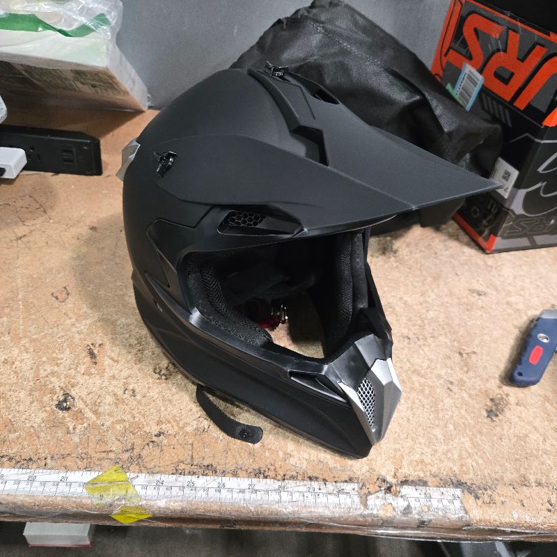 View 4 of **NO GOGGLES** OUMURS Adult Dirt Bike Helmet with Goggles Gloves & Mask Adjustable Sun Visor Motorcycle Adults ATV Helmet Off-Road Motocross Downhill Moped MX BMX for Unisex-Adult-Matte Black-188, XL