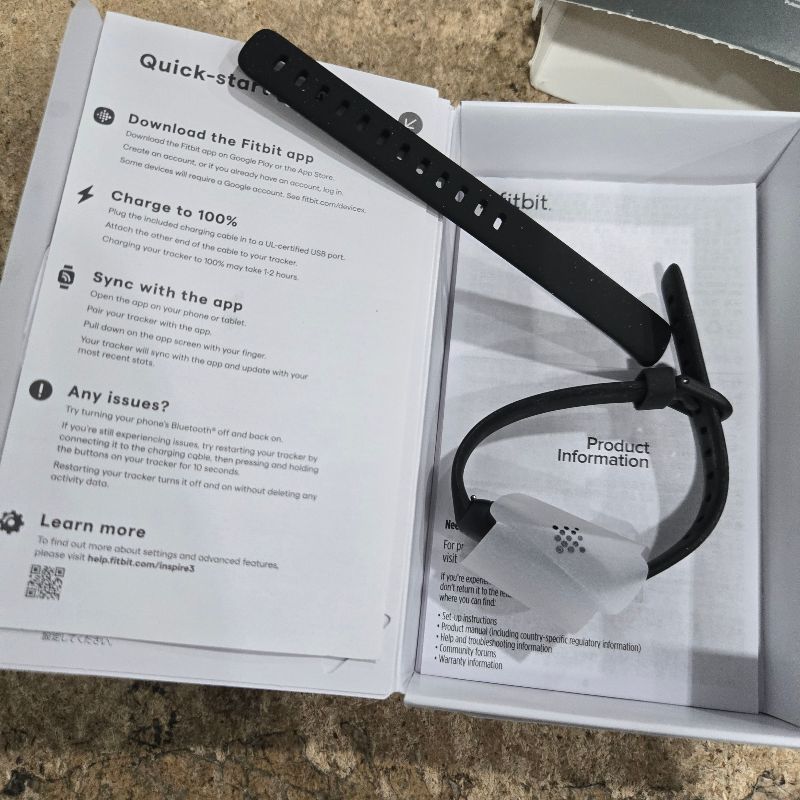 Photo 1 of **NO CHARGER** Fitbit Inspire 3 Health &-Fitness-Tracker with Stress Management, Workout Intensity, Sleep Tracking, 24/7 Heart Rate and more, Midnight Zen/Black One Size (S & L Bands Included)