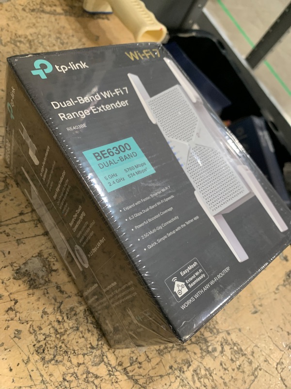 Photo 1 of (factory sealed)(see all images) TP-Link BE6300 Wi-Fi 7 Range Extender RE403BE w/ 2.5G Port | 6.3 Gbps Dual-Band Wireless Repeater | Internet Signal Booster for Home | Up to 2800 sq.ft, 64 Devices | MLO, EasyMesh | No 6 GHz Band