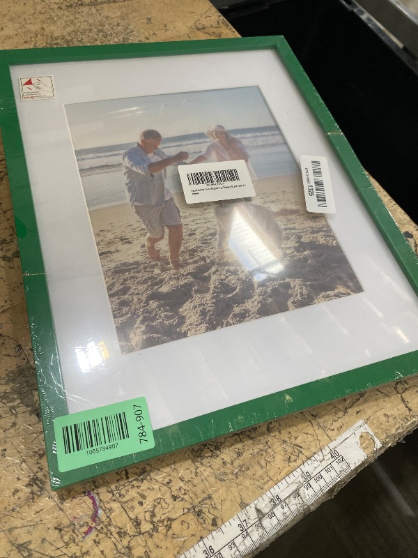 Photo 1 of **FRAME GLASS SCRATCHED / CUT** decorUhome 11x14 Picture Frame, Display Pictures 8x10 with Mat or 11x14 without Mat, Wall Mounting Photo Frame, Green, 1 Pack