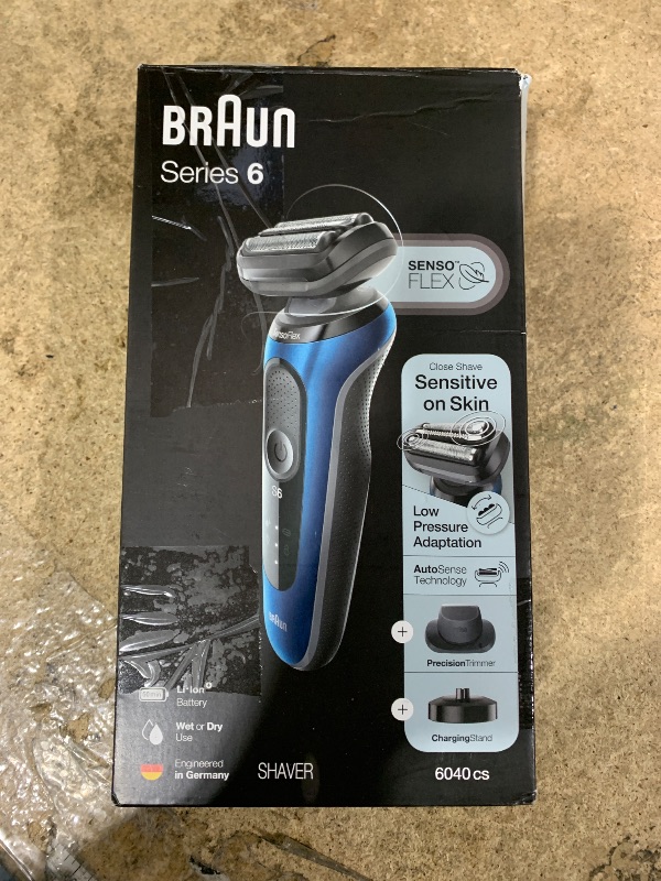 Photo 1 of ***EXTREMELY DIRTY / SHOWS HEAVY USAGE*** Braun Series 6 6040cs Electric Shaver with Charging Stand, Precision Trimmer, Wet & Dry, Rechargeable, Cordless Foil Shaver, Blue