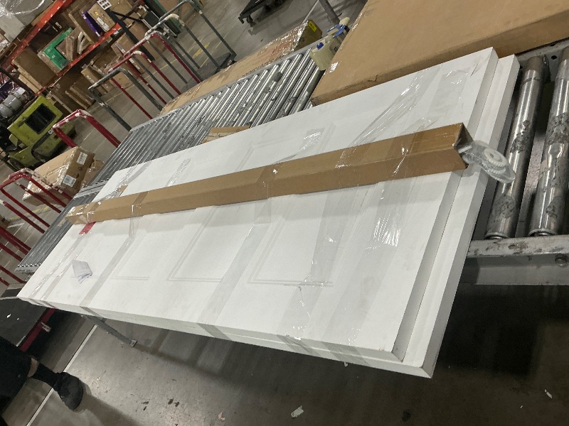 View 1 of (major 1 single door) *view images*BARNSMITH 60x80 in 5-Panel Bypass Sliding Closet Door, White Primed Door Slab with Bypass Closet Track Hardware Kits, Paintable and Lightweight