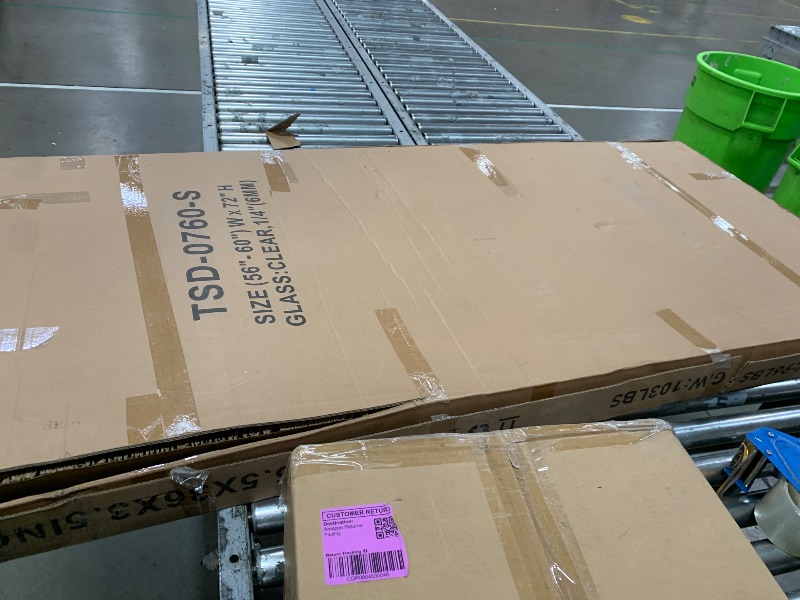 Photo 1 of (SOLD AS PARTS) Frameless Glass Shower Door 60-65’’ W x 72’’ H, Single Sliding Shower Door, , Stainless Steel Hardware, Low Threshold, Matte Black