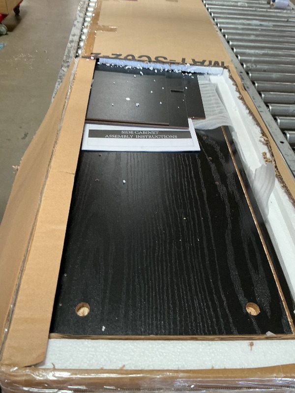 View 3 of (NEW) ASSEMBLY REQUIRED Viaozutis Storage Cabinet with Doors and Drawers, Kitchen Storage Cabinet with 1 Large Drawer,2 Doors,and 2 Adjustable Shelves,for Bathroom/Kitchen/Living Room/Entrance Hall (Black)
