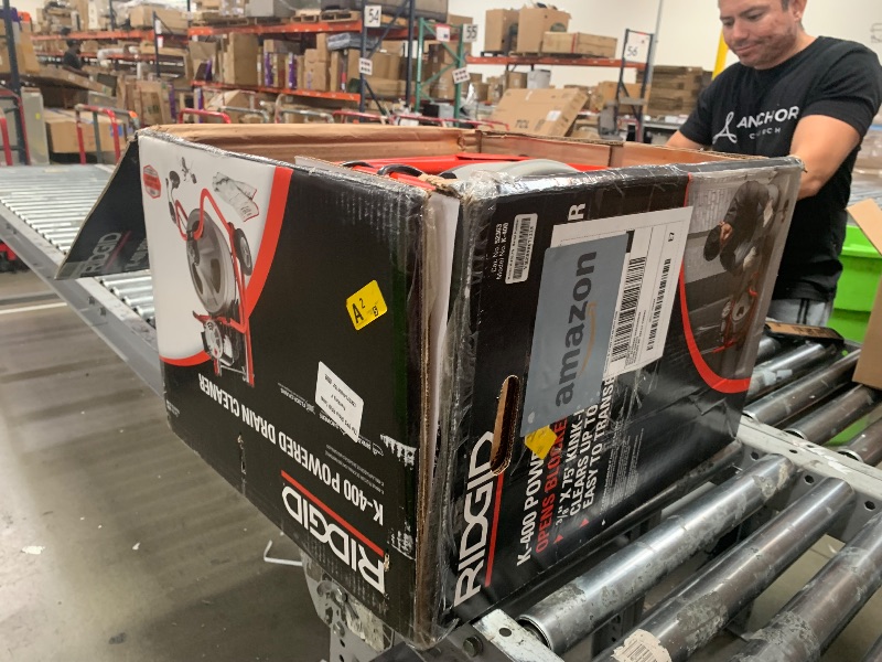 Photo 1 of **PRE OPENED, UNABLE TO TEST IF FUNCTIONAL UNKNOWN IF MISSING PARTS**
RIDGID 52363 Model K-400 Drain Cleaning 120-Volt Drum Machine Kit with C-32IW 3/8" x 75' Cable