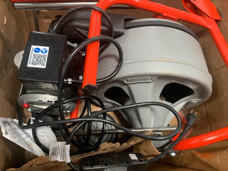 Photo 1 of **PRE OPENED, UNABLE TO TEST IF FUNCTIONAL UNKNOWN IF MISSING PARTS**
RIDGID 52363 Model K-400 Drain Cleaning 120-Volt Drum Machine Kit with C-32IW 3/8" x 75' Cable