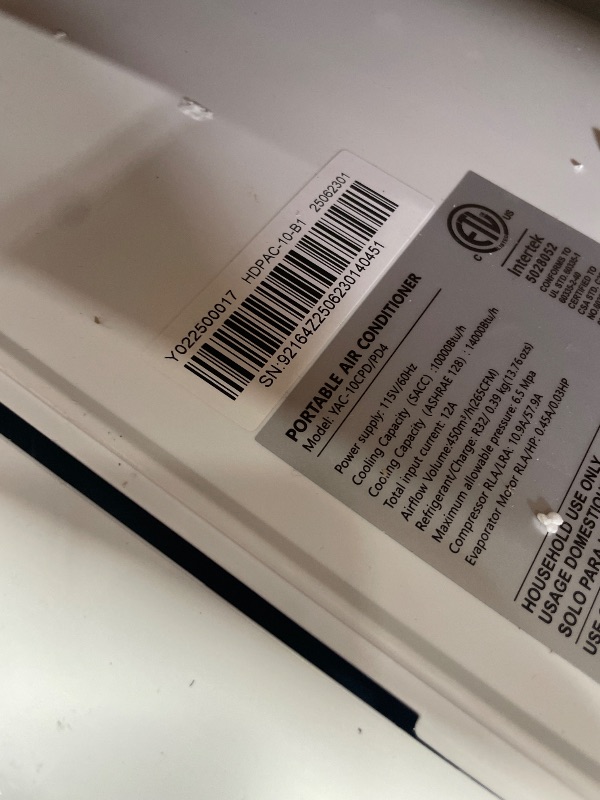 Photo 1 of ** front panel is cracked on right side see pics, powers on *** - Humhold 14000 BTU Portable Air Conditioners, Remote Control, 3 in 1 Free Stand Smart Cooling Portable AC Unit with Dehumidifier, Fan, Cools Room up to 700 sq.ft, 24H Timer, Windows Sealing 