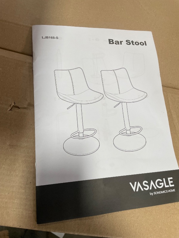 Photo 1 of *** PARTIAL SET *** VASAGLE Bar Stools Set of 4, Adjustable Height Swivel Barstools with Ergonomic Backrest, Synthetic Leather, Larger Metal Base, Modern Tall Bar Chairs for Kitchen Island, Slate Gray