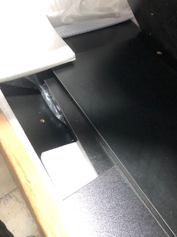 Photo 1 of (missing hardware, sold as parts_) Vanity Desk with Mirror and Lights, Vanity Table Makeup Vanity with Lights 3 Drawers and Cabinets, Charging Station & Sliding Door, Lots Storage Shelves