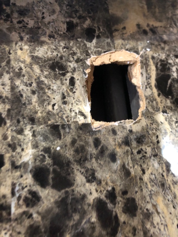 Photo 1 of ***Hole in top***
Linon Lancer 3-Piece Transitional Indoor Tavern Set, Espresso/Faux Marble/Black Vinyl