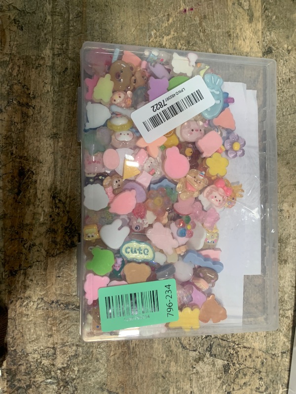 Photo 1 of 120Pcs Kawaii Slime Charms Set, Non-Repeating Mini Cute Flatback Resin Embellishments for DIY Crafting, Scrapbooking, Hair Clips, Shoes, Phone Cases - Assorted Animals, Food, Dessert, Flower