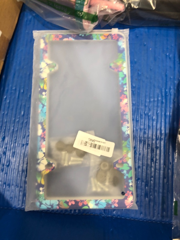 Photo 1 of ?2Pcs?Blue pink hibiscus License Plate Frame colorful tropical floral License Plate Frames Stainless Steel Accessories Cars Decor with 4 Holes Screws Fits Standard US CA Vehicles Size 12.2 x 6 Inches