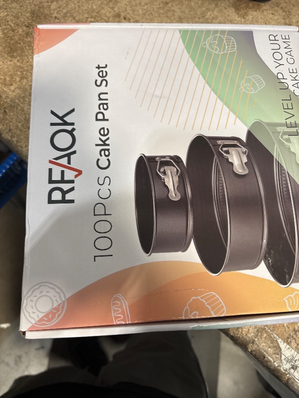 Photo 1 of ***MISSING SMALL PAN***
RFAQK 100pcs Cake Pan Sets for Baking + Cake Decorating Supplies: 3 Non-Stick Springform Pans Set (4, 7, 9 inches), Icing Tips, Cake Leveler – Multi-functional Leak-Proof CheeseCake Pan & eBook