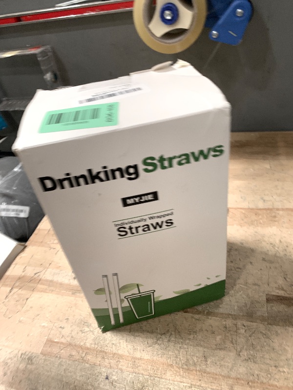 Photo 1 of [400 Pcs] Bendy Individually Wrapped Plastic Straws - 8.25" Long Disposable Flexible Colorful Drinking Straws