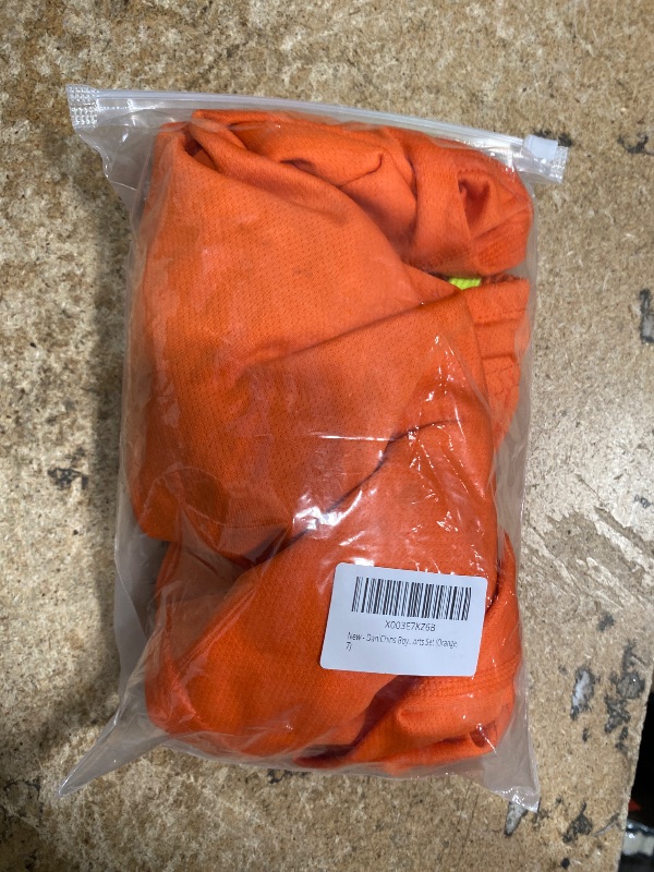 Photo 1 of **DIRTY** DANI CHINS Boys Loose Athletic Short-Sleeve Shirt and Active Mesh Shorts Set (Orange, 7)