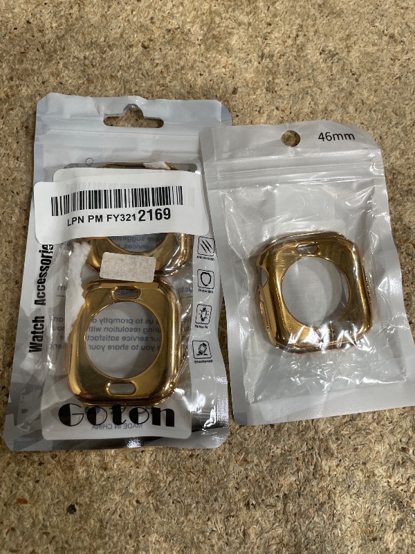 Photo 1 of [3 Pack] Goton Bumper Case for Apple Watch 46mm, [No Screen Protector] Slim Soft TPU Shockproof Case Cover Bumper Protector Accessories for iWatch Series 11 Series 10, 46mm Gold+Gold