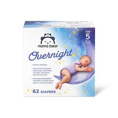 Photo 1 of Mama Bear Overnight Diapers, Hypoallergenic, Size 5 (62 count)...