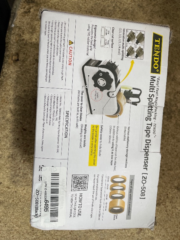 Photo 1 of [TENDO°] Multi-Section Tape Dispenser ZO-508: Innovative Cutter for Custom Tape Width (Black)