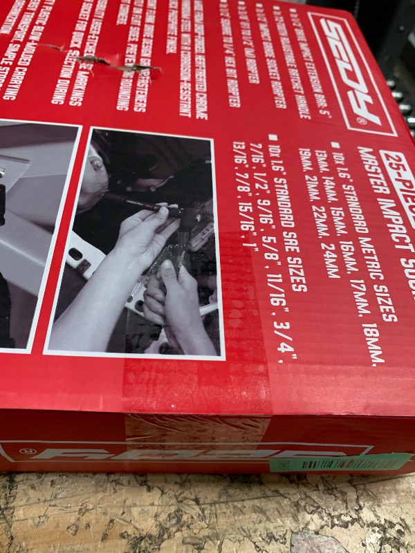 Photo 1 of 1/2" Drive Socket Wrench Set: 25-Piece SAE & Metric Impact Socket Ratchet Wrench Tool Set Socket Assortment with Storage Box for Repair Mechanic Garage