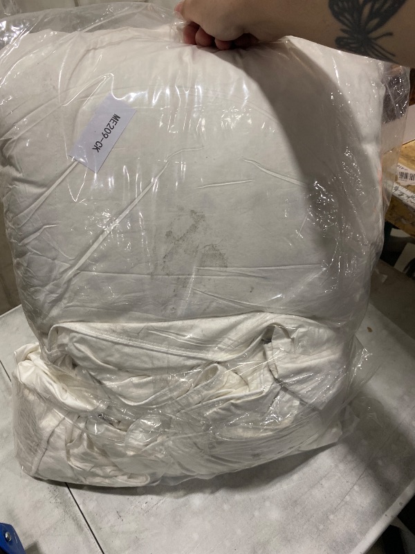 Photo 1 of *** STAINED SHOWN ****BPC Organic Feather Down Comforter California King, Hotel-Luxury Fluffy Duvet Insert with Cotton Cover and Puffy Feather Down Filling for All-Season, Ivory White, 104x96 Inches