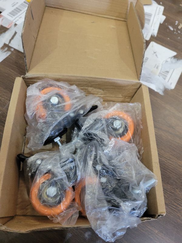 Photo 1 of 2 Inch Caster Wheels, Threaded Stem Casters Set of 4 Heavy Duty, 1/4"-20x1 (Screw Diameter 1/4", Stem Length 1"), Safety Dual Locking Industrial Castors, Wheels for Cart, Furniture